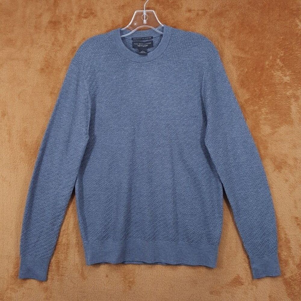 BLOOMINGDALES Sweater Mens Small Gray Pullover Crew Basketweave 100% Wool $228
